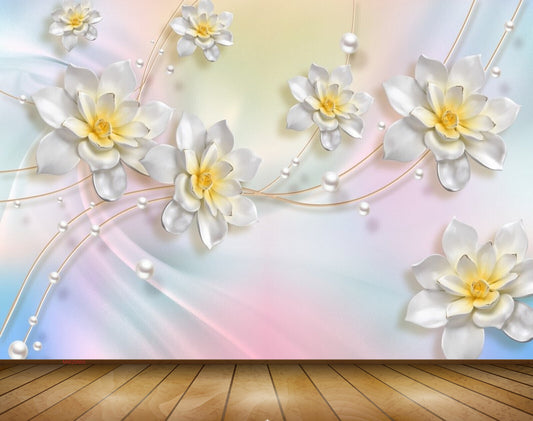 Avikalp MWZ0665 white Yellow Flowers 3D HD Wallpaper