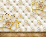 Avikalp MWZ0667 White Golden Flowers 3D HD Wallpaper Avikalp MWZ0667 White Golden Flowers 3D HD Wallpaper