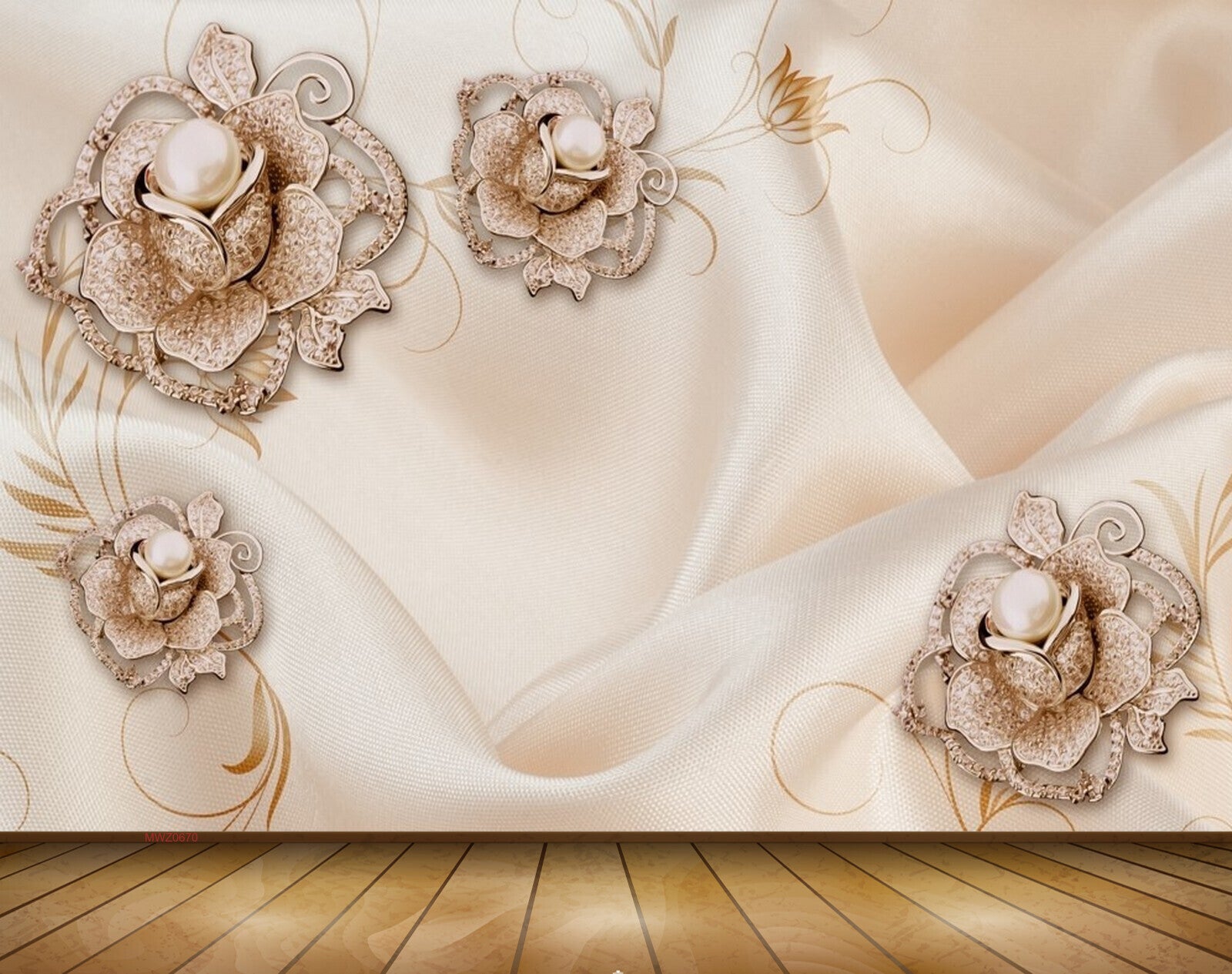 Avikalp MWZ0670 Golden Flowers 3D HD Wallpaper Avikalp MWZ0670 Golden Flowers 3D HD Wallpaper