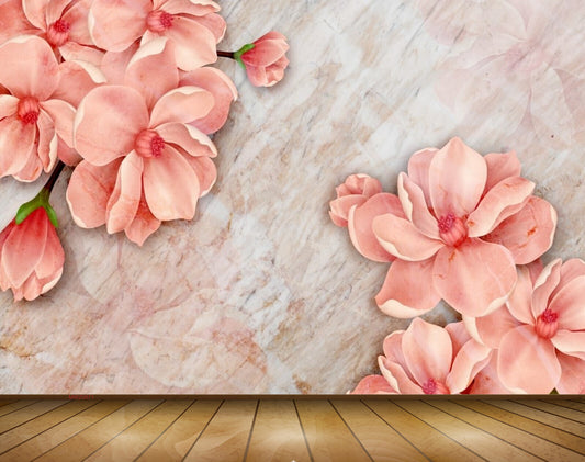 Avikalp MWZ0671 Peach Flowers 3D HD Wallpaper