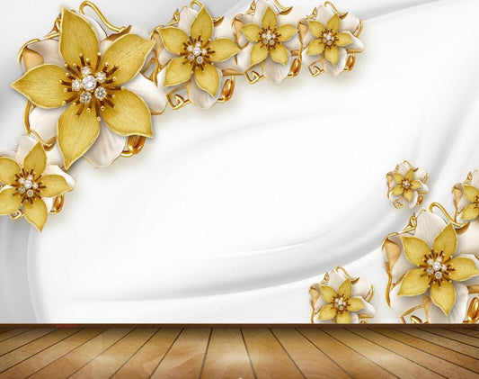 Avikalp MWZ0674 Yellow Flowers 3D HD Wallpaper