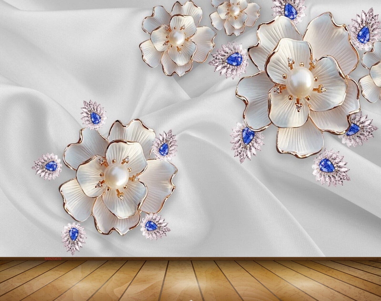 Avikalp MWZ0675 White Blue Flowers 3D HD Wallpaper Avikalp MWZ0675 White Blue Flowers 3D HD Wallpaper