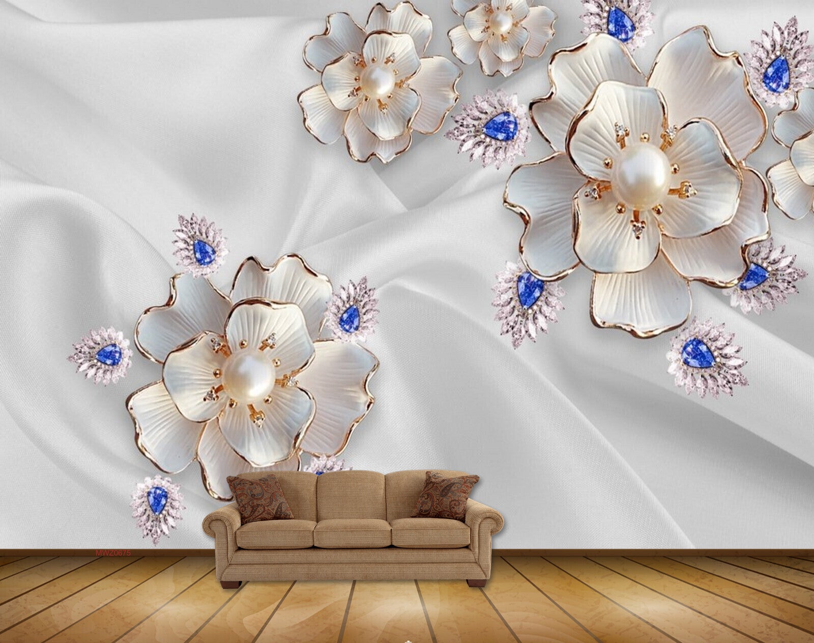 Avikalp MWZ0675 White Blue Flowers 3D HD Wallpaper Avikalp MWZ0675 White Blue Flowers 3D HD Wallpaper