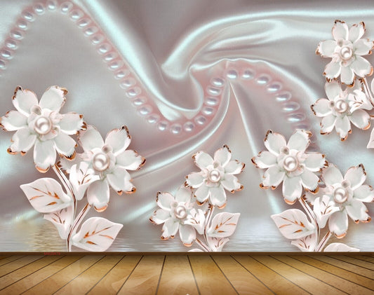 Avikalp MWZ0679 Pink White Flowers Leaves 3D HD Wallpaper