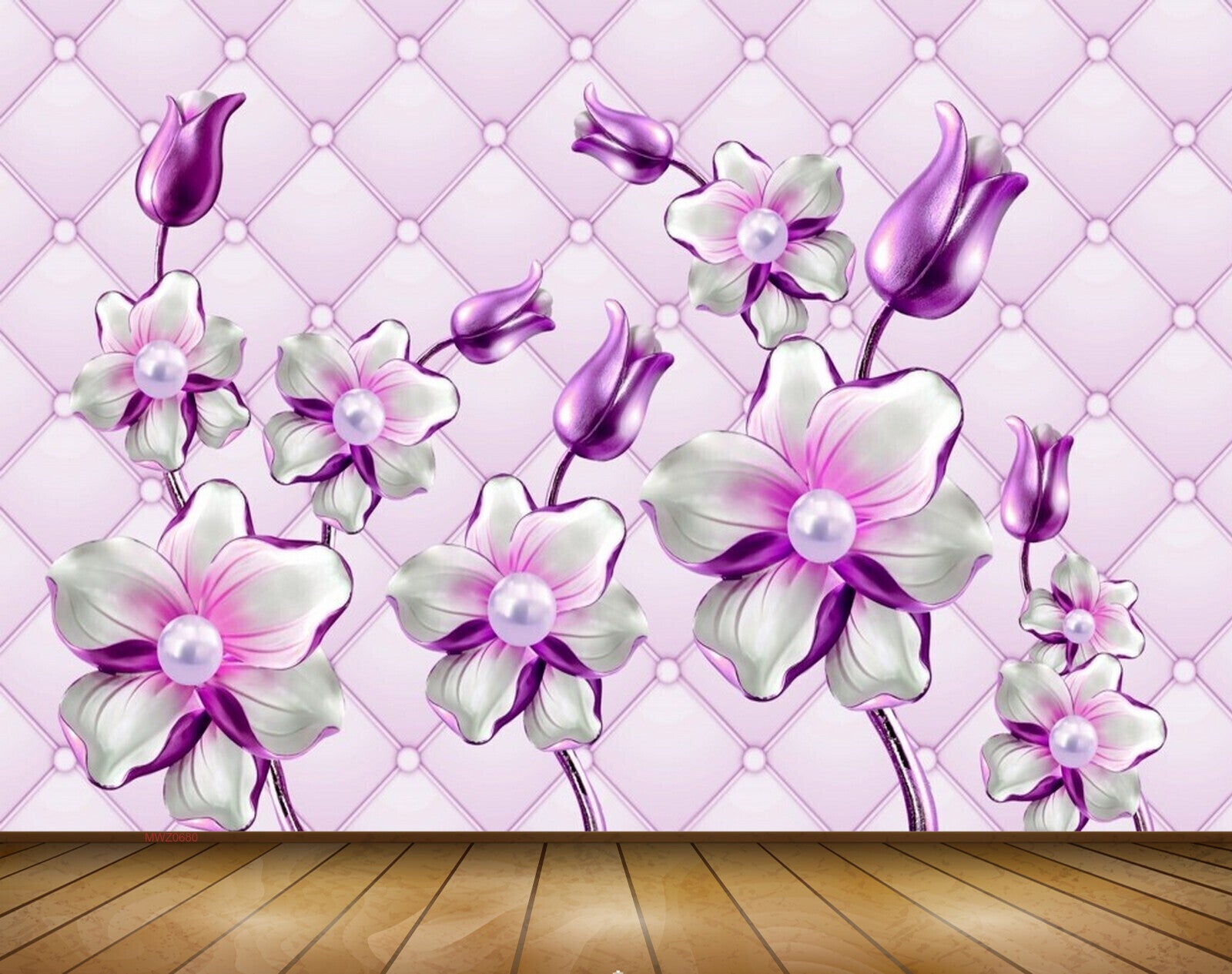Avikalp MWZ0680 Violet White Flowers 3D HD Wallpaper Avikalp MWZ0680 Violet White Flowers 3D HD Wallpaper