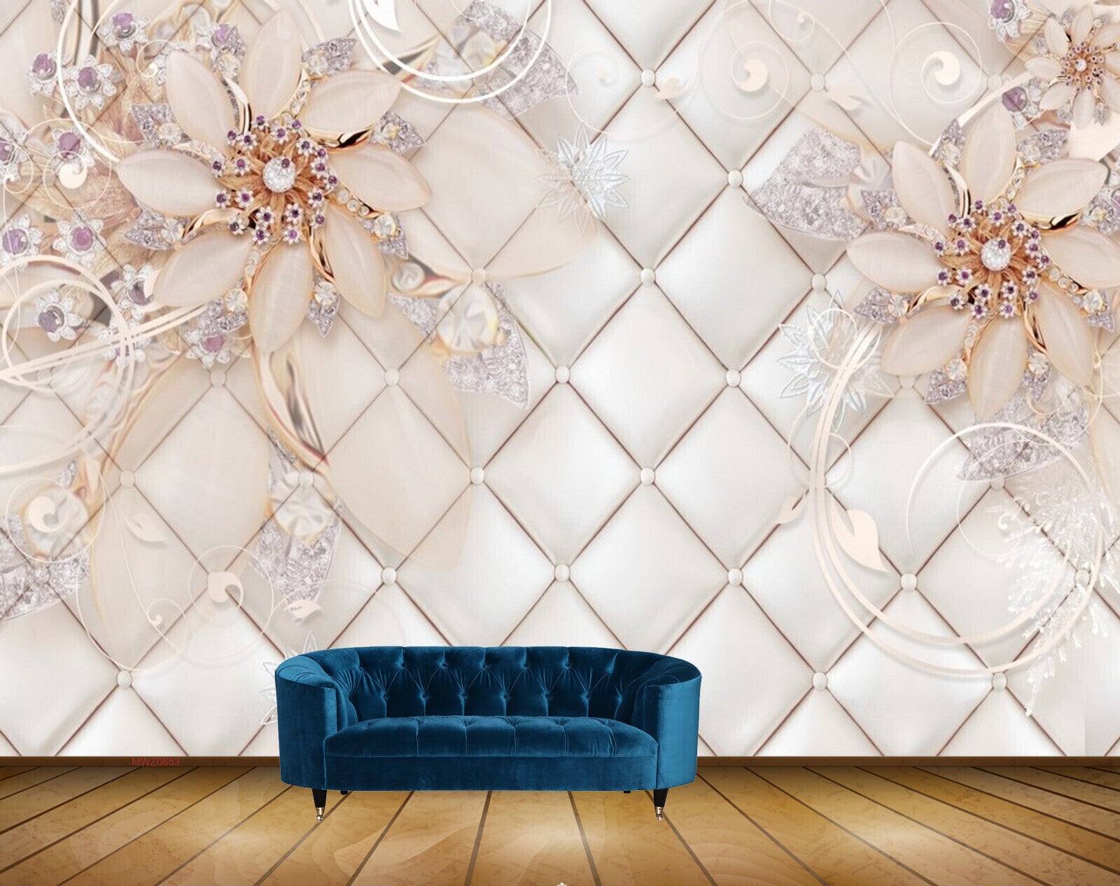 Avikalp MWZ0683 White Golden Flowers 3D HD Wallpaper Avikalp MWZ0683 White Golden Flowers 3D HD Wallpaper