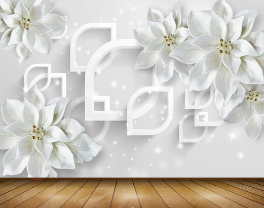 Avikalp MWZ0688 White Flowers 3D HD Wallpaper