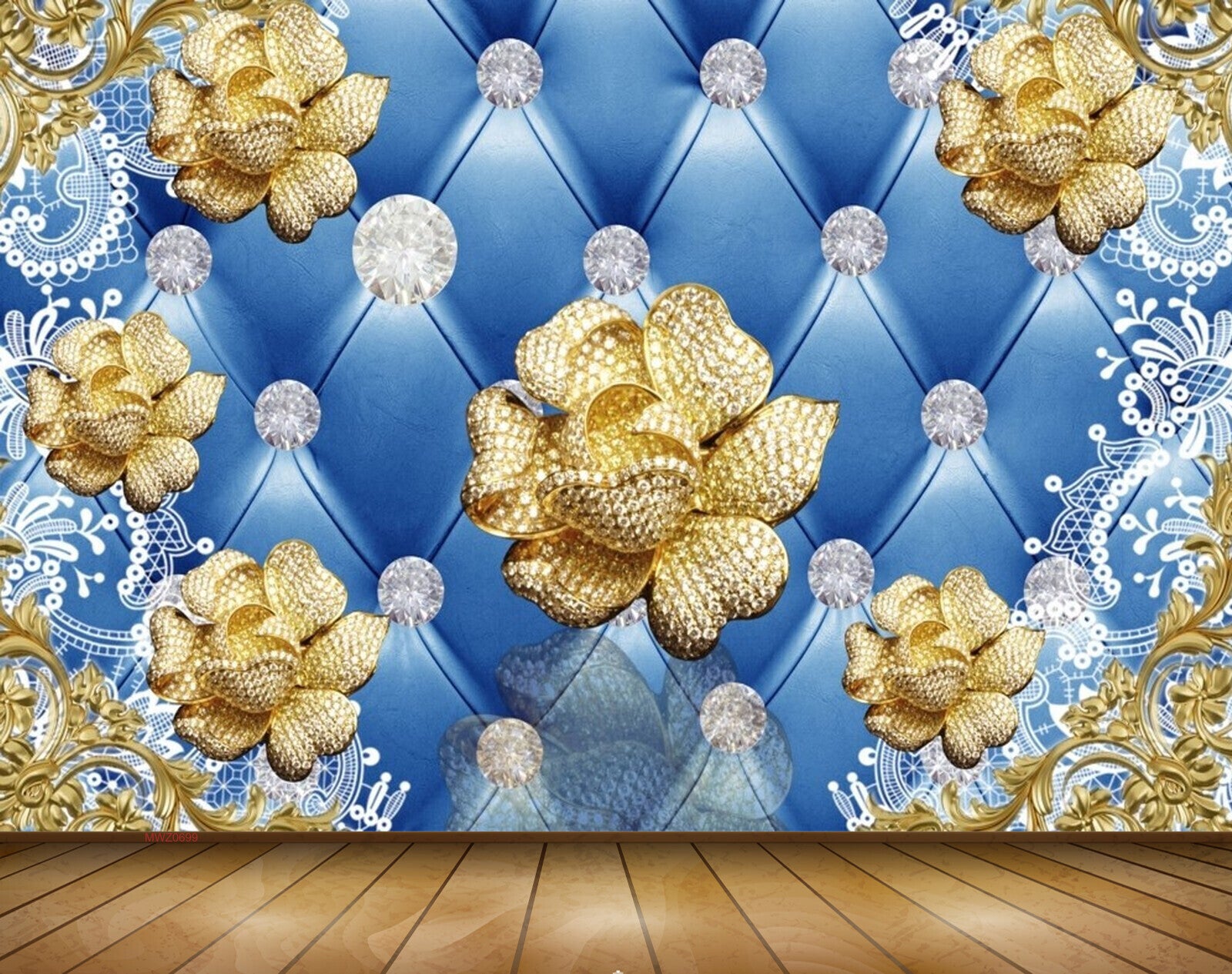 Avikalp MWZ0699 Golden Flowers 3D HD Wallpaper Avikalp MWZ0699 Golden Flowers 3D HD Wallpaper