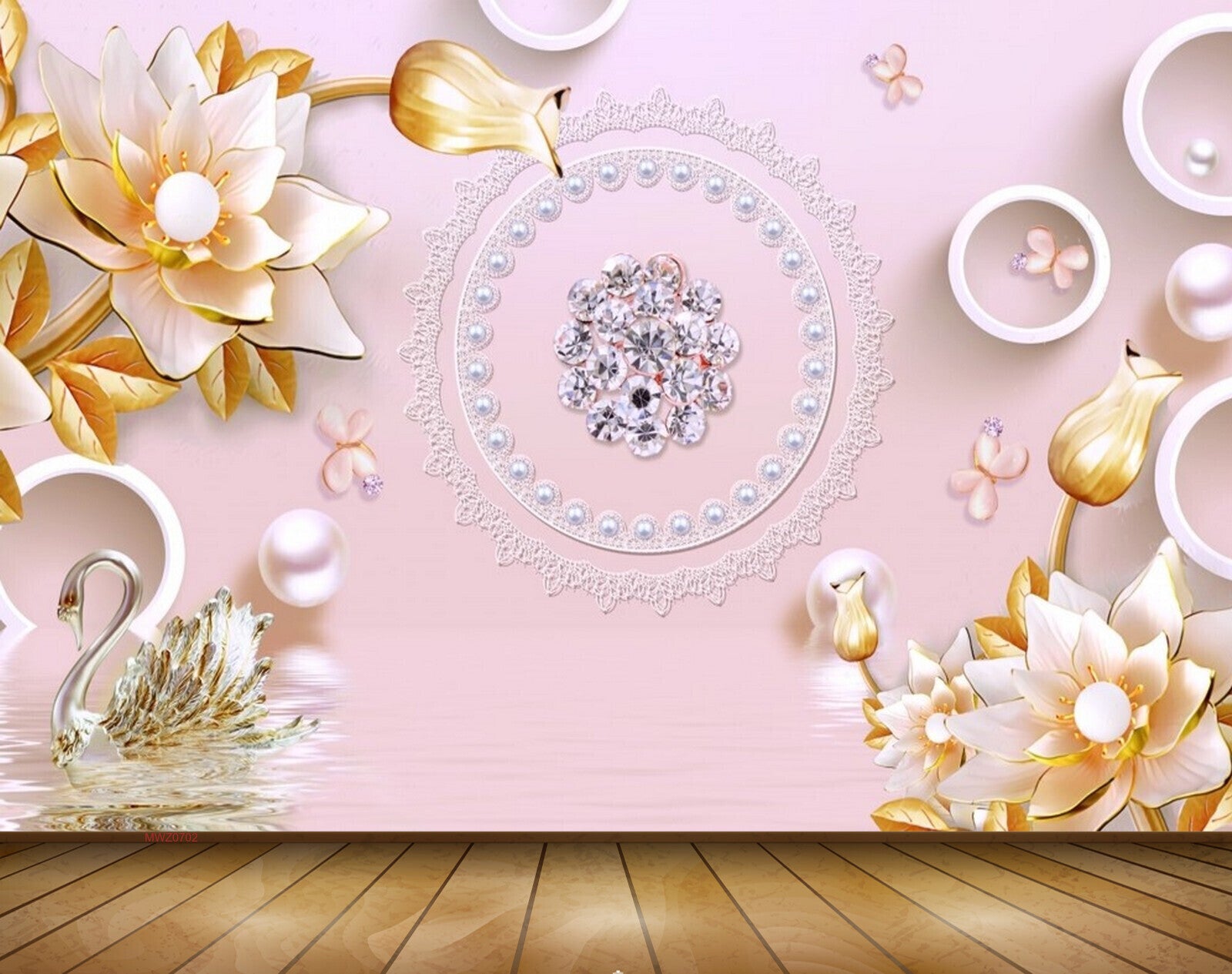 Avikalp MWZ0702 White Yellow Flowers Cranes Butterflies 3D HD Wallpaper Avikalp MWZ0702 White Yellow Flowers Cranes Butterflies 3D HD Wallpaper