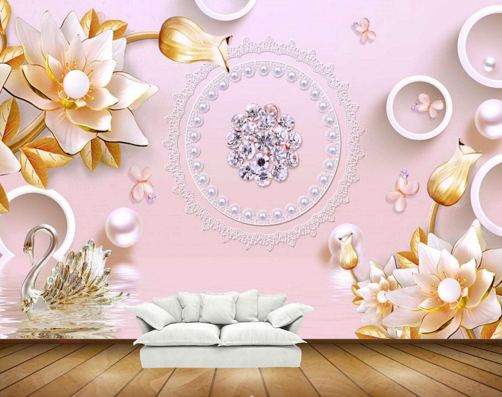 Avikalp MWZ0702 White Yellow Flowers Cranes Butterflies 3D HD Wallpaper Avikalp MWZ0702 White Yellow Flowers Cranes Butterflies 3D HD Wallpaper