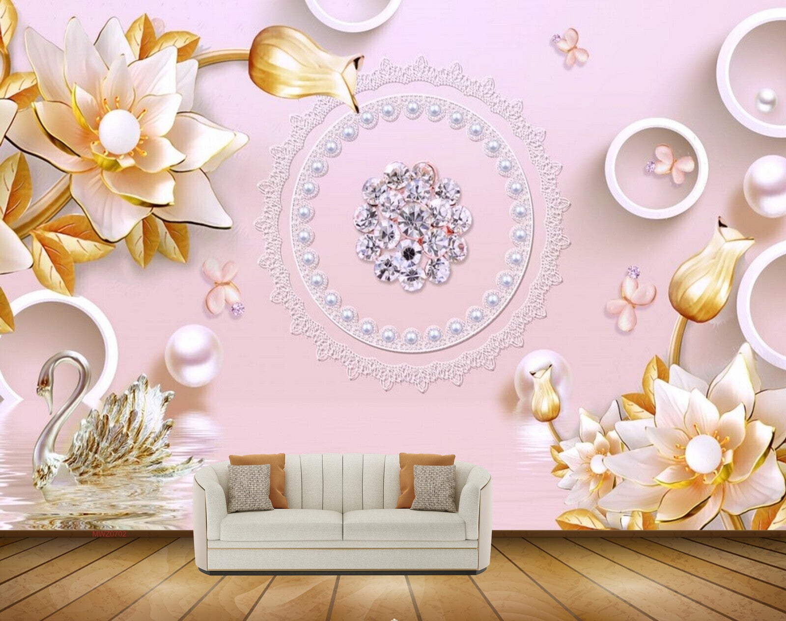 Avikalp MWZ0702 White Yellow Flowers Cranes Butterflies 3D HD Wallpaper Avikalp MWZ0702 White Yellow Flowers Cranes Butterflies 3D HD Wallpaper