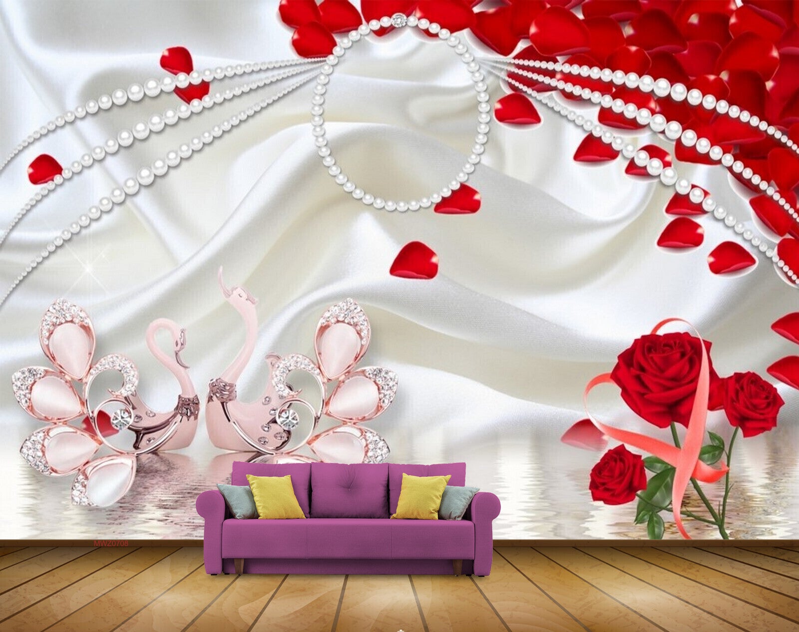 Avikalp MWZ0708Red Rose Flowers Swans 3D HD Wallpaper Avikalp MWZ0708Red Rose Flowers Swans 3D HD Wallpaper
