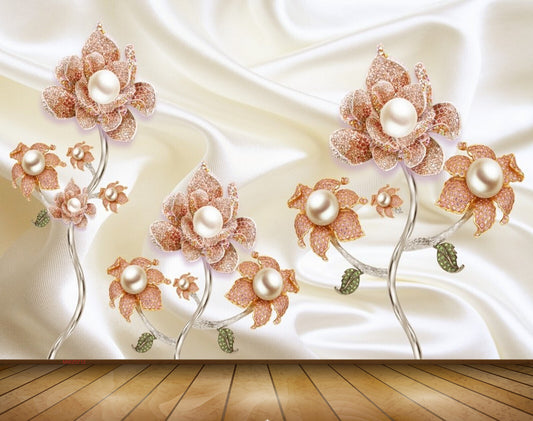 Avikalp MWZ0712 Pink White Flowers 3D HD Wallpaper