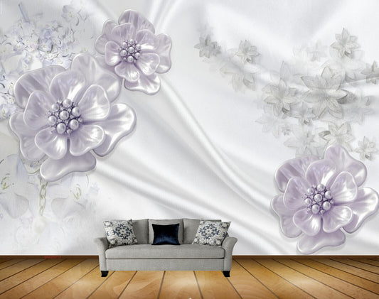 Avikalp MWZ0713 White Purple Flowers HD Wallpaper