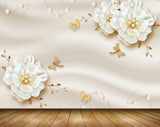 Avikalp MWZ0714 White Golden Flowers Flies 3D HD Wallpaper Avikalp MWZ0714 White Golden Flowers Flies 3D HD Wallpaper