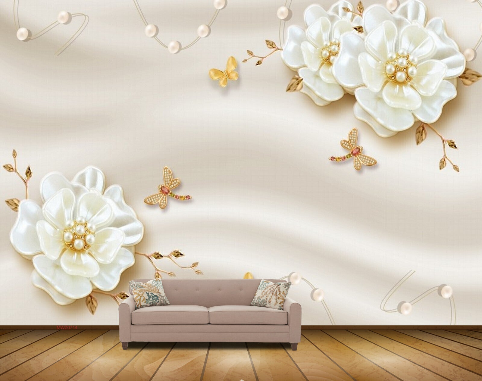 Avikalp MWZ0714 White Golden Flowers Flies 3D HD Wallpaper Avikalp MWZ0714 White Golden Flowers Flies 3D HD Wallpaper