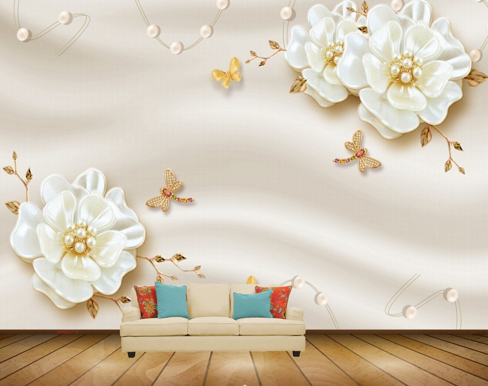 Avikalp MWZ0714 White Golden Flowers Flies 3D HD Wallpaper Avikalp MWZ0714 White Golden Flowers Flies 3D HD Wallpaper