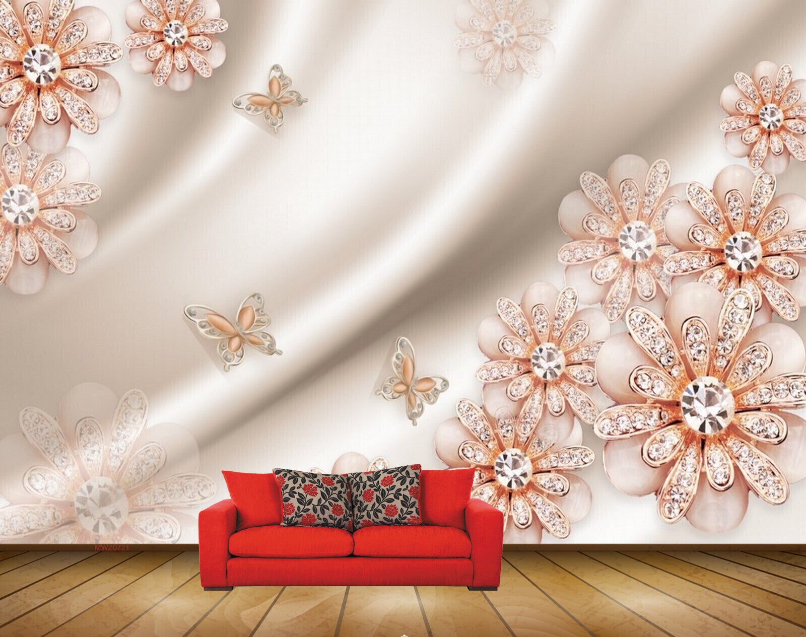 Avikalp MWZ0721 Pink White Flowers Butterflies 3D HD Wallpaper Avikalp MWZ0721 Pink White Flowers Butterflies 3D HD Wallpaper