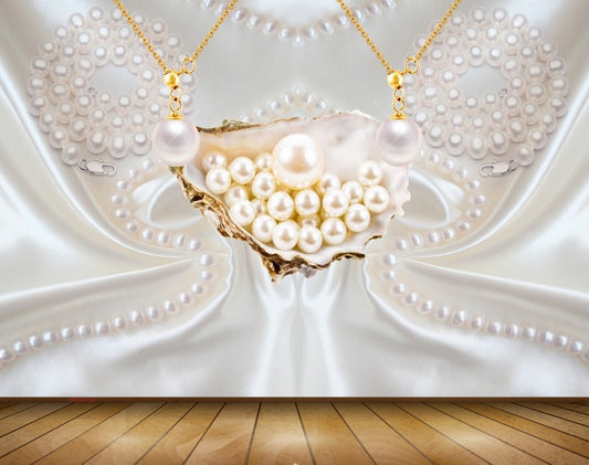 Avikalp MWZ0722 White Pearls Chain 3D HD Wallpaper