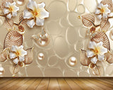 Avikalp MWZ0723 White Golden Flowers Butterflies 3D HD Wallpaper Avikalp MWZ0723 White Golden Flowers Butterflies 3D HD Wallpaper