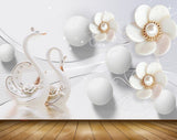 Avikalp MWZ0724 White Flowers Swans 3D HD Wallpaper Avikalp MWZ0724 White Flowers Swans 3D HD Wallpaper