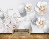 Avikalp MWZ0724 White Flowers Swans 3D HD Wallpaper Avikalp MWZ0724 White Flowers Swans 3D HD Wallpaper