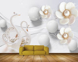 Avikalp MWZ0724 White Flowers Swans 3D HD Wallpaper Avikalp MWZ0724 White Flowers Swans 3D HD Wallpaper