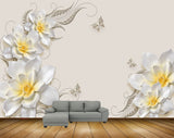 Avikalp MWZ0726 White Yellow Flowers Butterflies 3D HD Wallpaper Avikalp MWZ0726 White Yellow Flowers Butterflies 3D HD Wallpaper