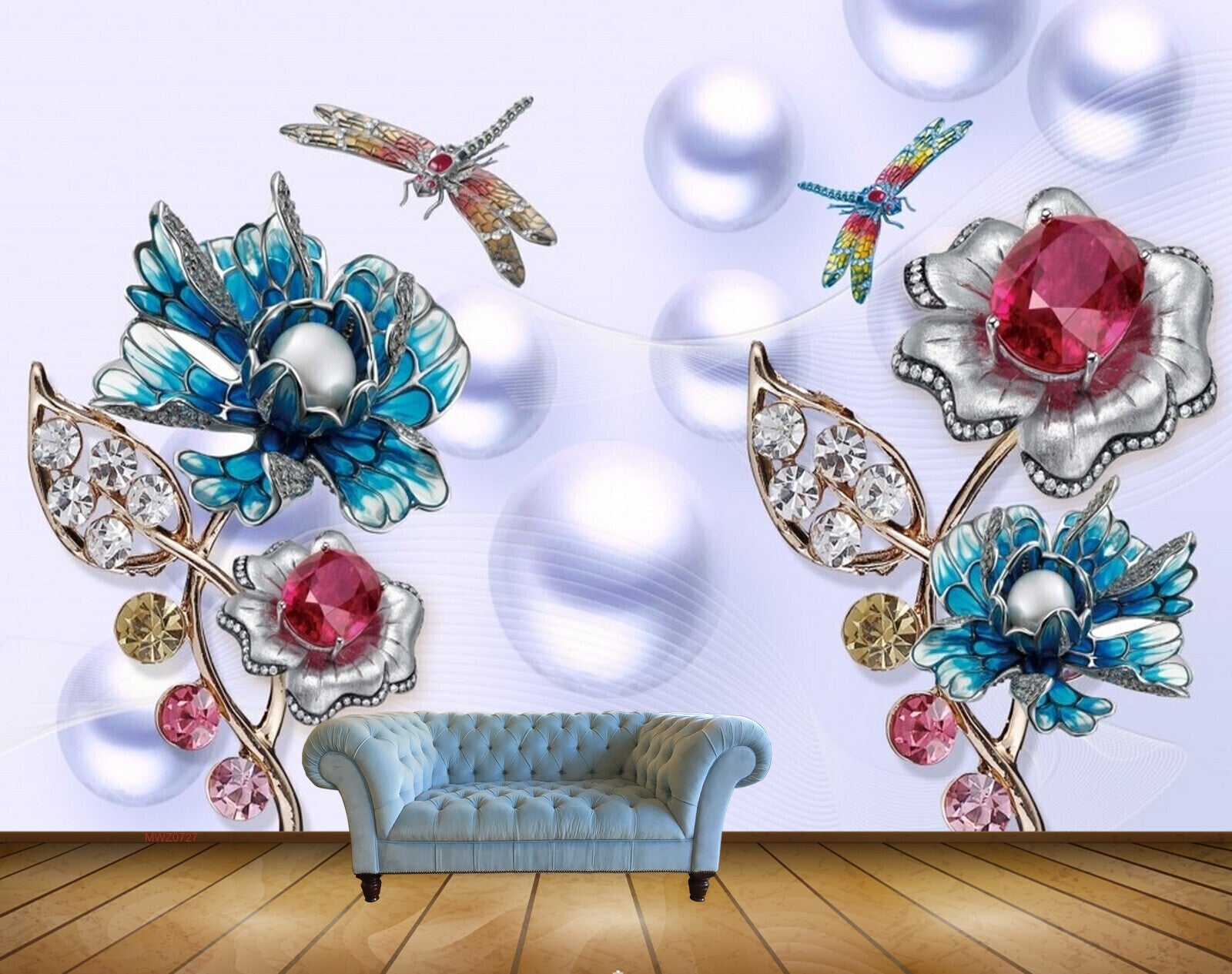 Avikalp MWZ0727 Blue Pink Flowers Flies 3D HD Wallpaper Avikalp MWZ0727 Blue Pink Flowers Flies 3D HD Wallpaper