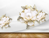 Avikalp MWZ0728 White Golden Flowers Cranes 3D HD Wallpaper Avikalp MWZ0728 White Golden Flowers Cranes 3D HD Wallpaper