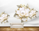 Avikalp MWZ0728 White Golden Flowers Cranes 3D HD Wallpaper Avikalp MWZ0728 White Golden Flowers Cranes 3D HD Wallpaper