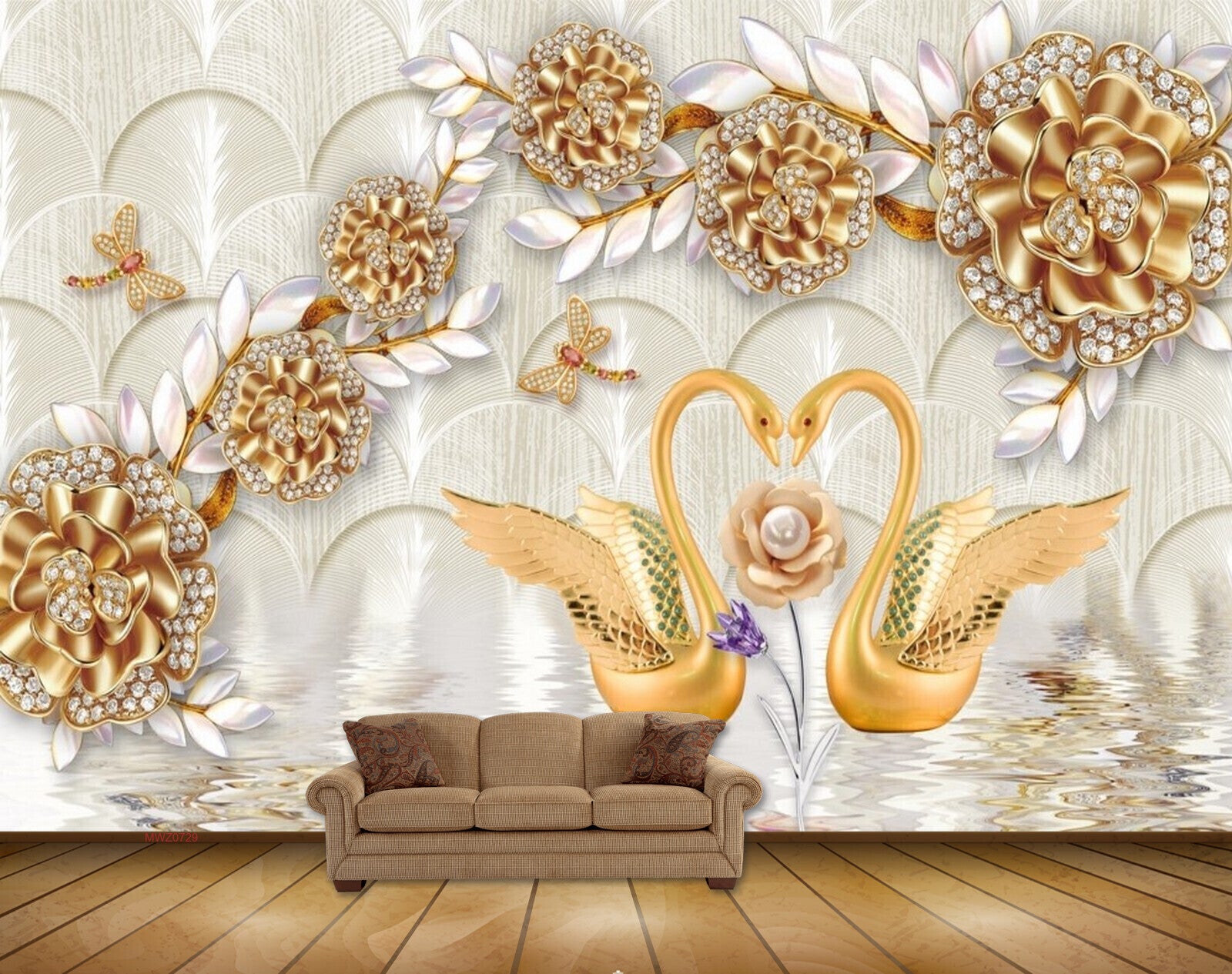 Avikalp MWZ0729 Orange Flowers Flies Cranes 3D HD Wallpaper Avikalp MWZ0729 Orange Flowers Flies Cranes 3D HD Wallpaper