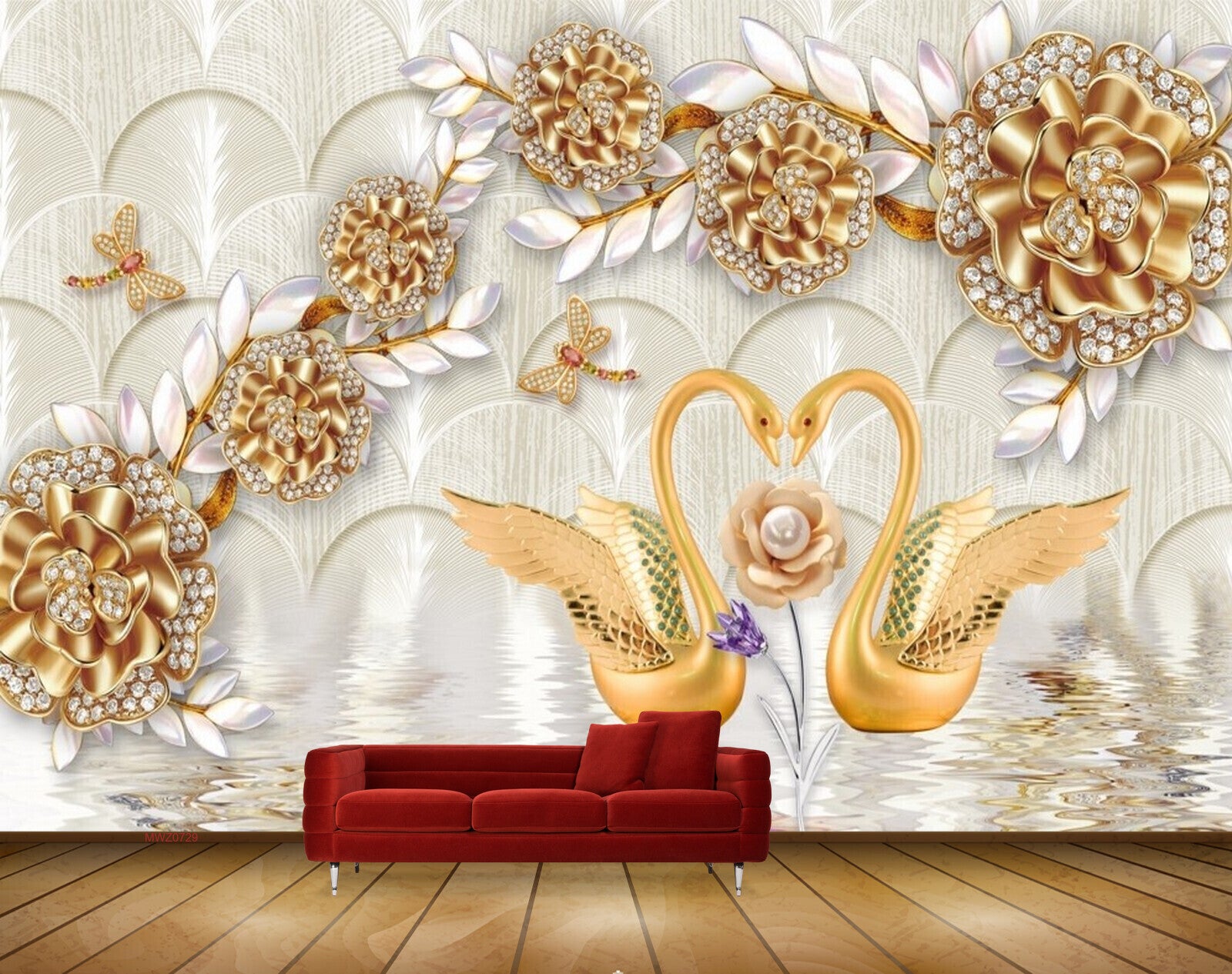 Avikalp MWZ0729 Orange Flowers Flies Cranes 3D HD Wallpaper Avikalp MWZ0729 Orange Flowers Flies Cranes 3D HD Wallpaper