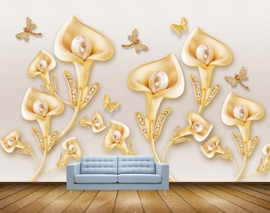 Avikalp MWZ0731 Orange Tulips Flowers Flies HD Wallpaper