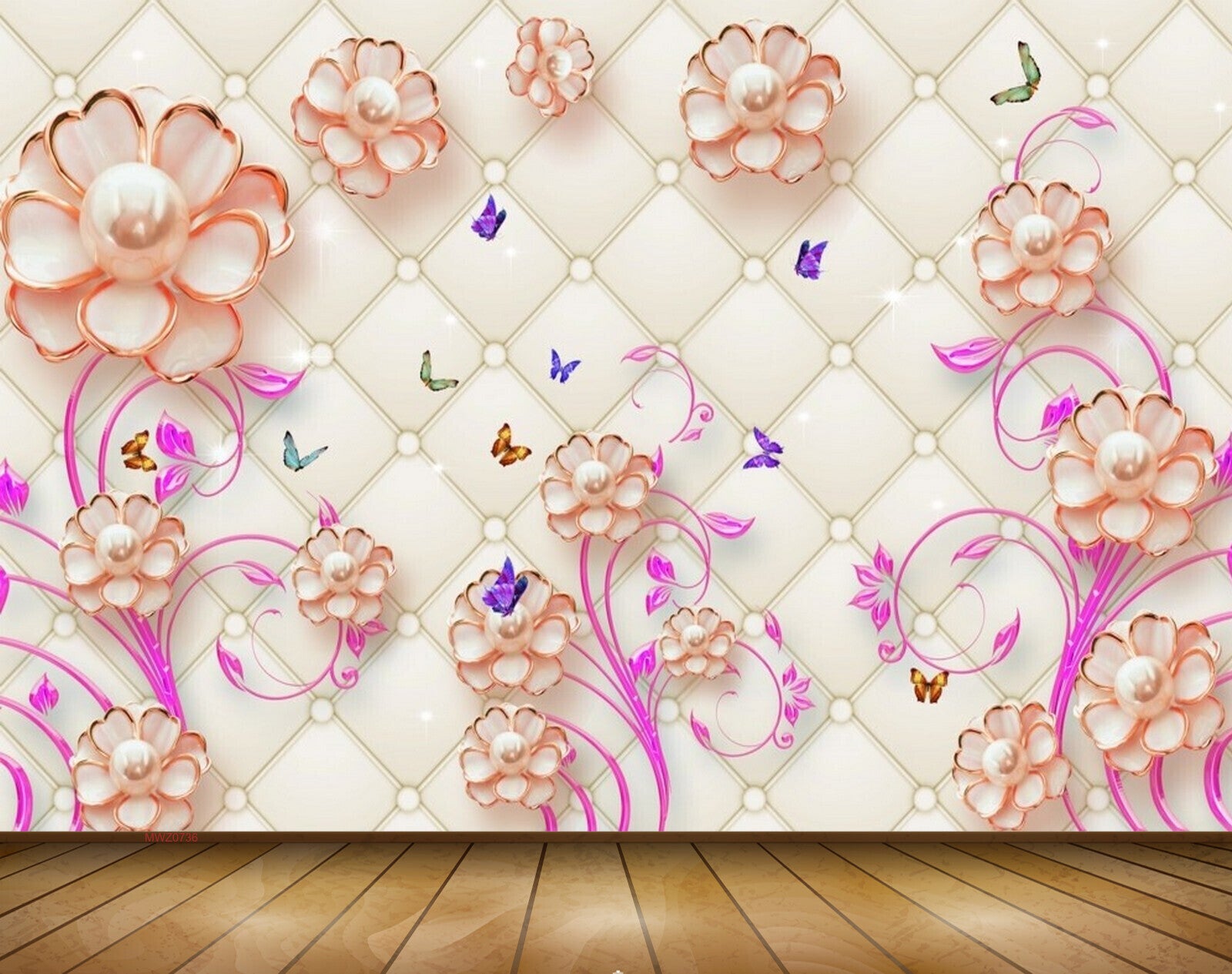 Avikalp MWZ0736 Red White Flowers Butterflies 3D HD Wallpaper Avikalp MWZ0736 Red White Flowers Butterflies 3D HD Wallpaper