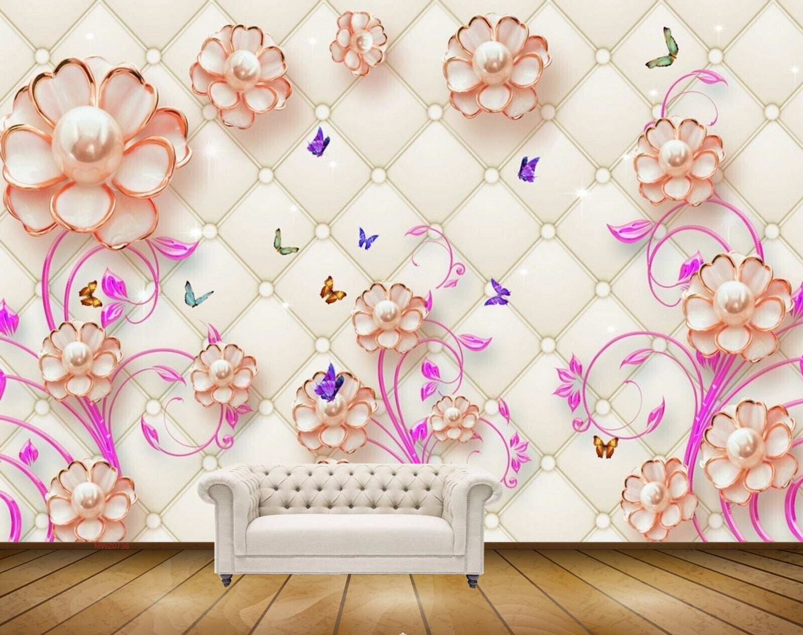 Avikalp MWZ0736 Red White Flowers Butterflies 3D HD Wallpaper Avikalp MWZ0736 Red White Flowers Butterflies 3D HD Wallpaper