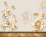 Avikalp MWZ0738 White Orange Flowers Birds 3D HD Wallpaper Avikalp MWZ0738 White Orange Flowers Birds 3D HD Wallpaper