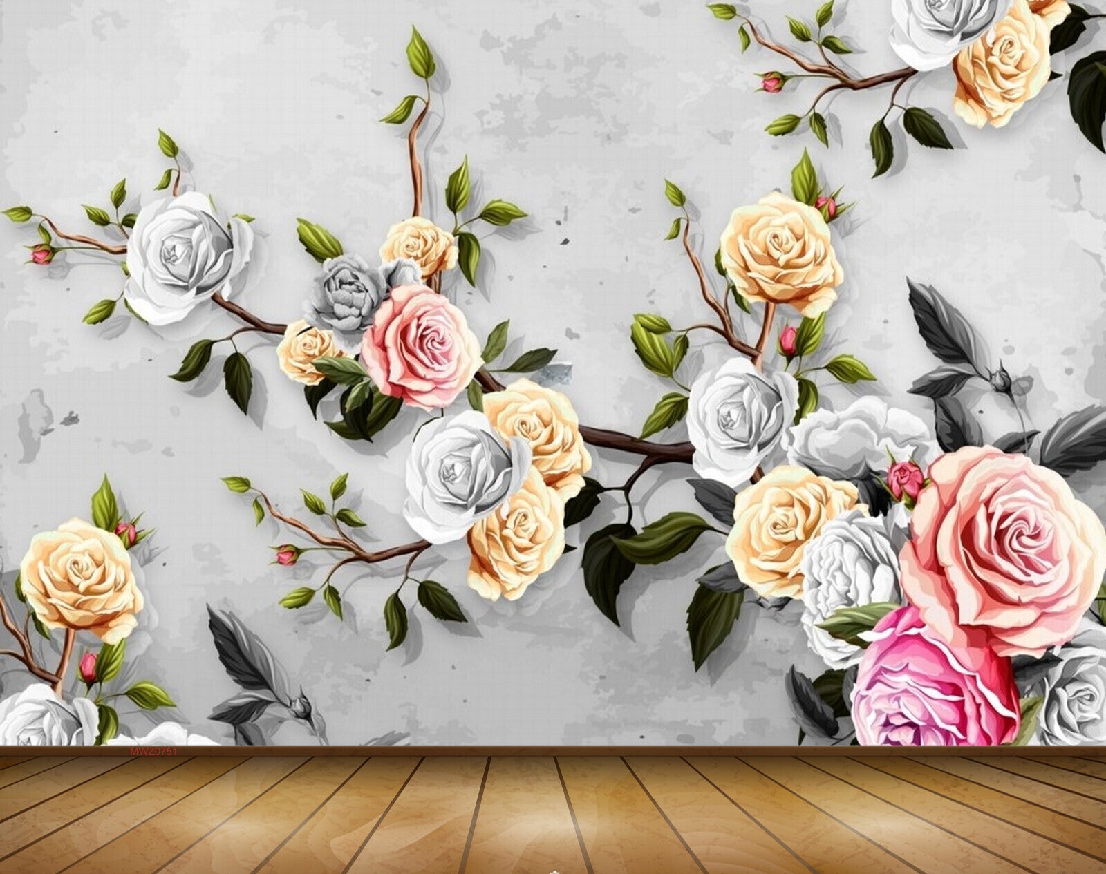 Avikalp MWZ0751 White Pink Rose Flowers Leaves 3D HD Wallpaper Avikalp MWZ0751 White Pink Rose Flowers Leaves 3D HD Wallpaper