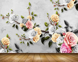 Avikalp MWZ0751 White Pink Rose Flowers Leaves 3D HD Wallpaper Avikalp MWZ0751 White Pink Rose Flowers Leaves 3D HD Wallpaper