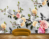 Avikalp MWZ0751 White Pink Rose Flowers Leaves 3D HD Wallpaper Avikalp MWZ0751 White Pink Rose Flowers Leaves 3D HD Wallpaper
