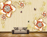 Avikalp MWZ0753 Red Gold Flowers Butterflies 3D HD Wallpaper Avikalp MWZ0753 Red Gold Flowers Butterflies 3D HD Wallpaper