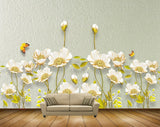 Avikalp MWZ0755 White Flowes Leaves Butterflies 3D HD Wallpaper Avikalp MWZ0755 White Flowes Leaves Butterflies 3D HD Wallpaper