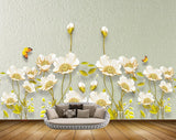 Avikalp MWZ0755 White Flowes Leaves Butterflies 3D HD Wallpaper Avikalp MWZ0755 White Flowes Leaves Butterflies 3D HD Wallpaper
