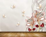 Avikalp MWZ0764 White Pink Flowers Butterflies 3D HD Wallpaper Avikalp MWZ0764 White Pink Flowers Butterflies 3D HD Wallpaper