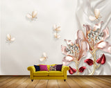 Avikalp MWZ0764 White Pink Flowers Butterflies 3D HD Wallpaper Avikalp MWZ0764 White Pink Flowers Butterflies 3D HD Wallpaper