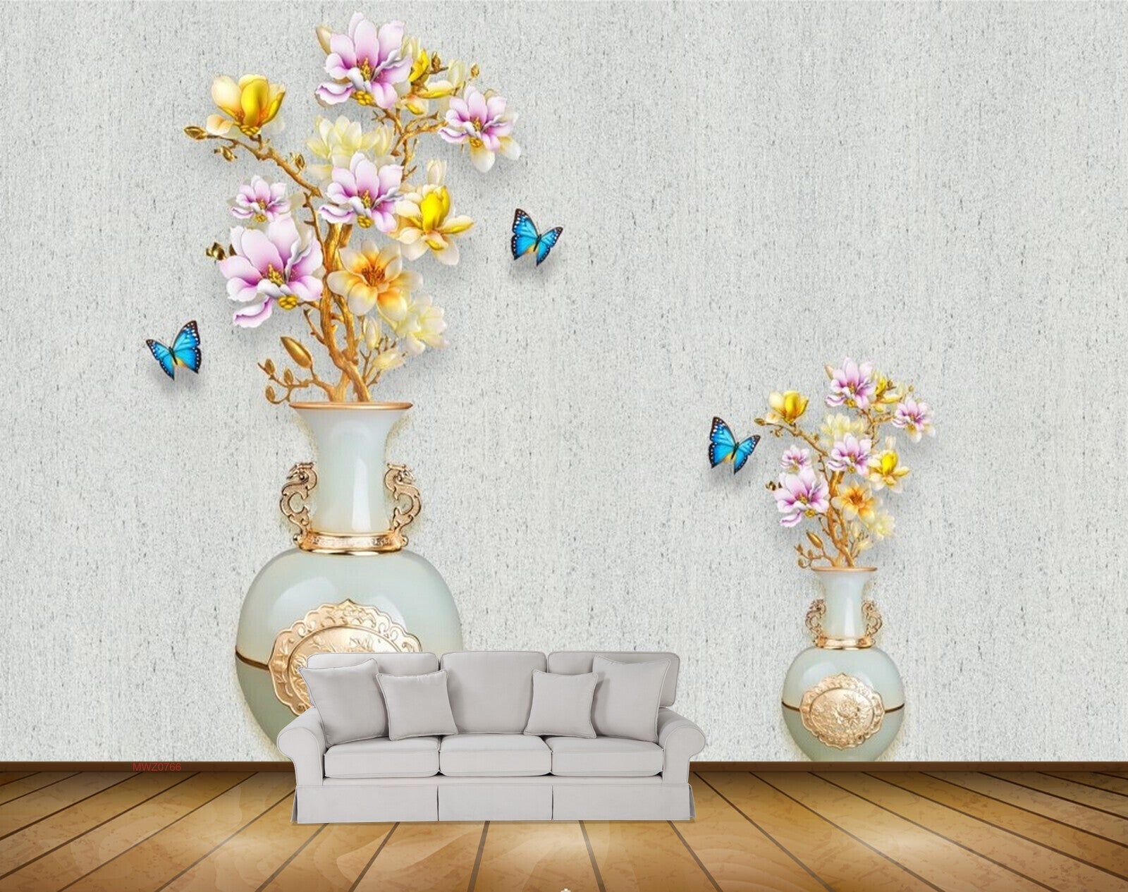 Avikalp MWZ0766 White Pink Flowers Butterflies 3D HD Wallpaper Avikalp MWZ0766 White Pink Flowers Butterflies 3D HD Wallpaper