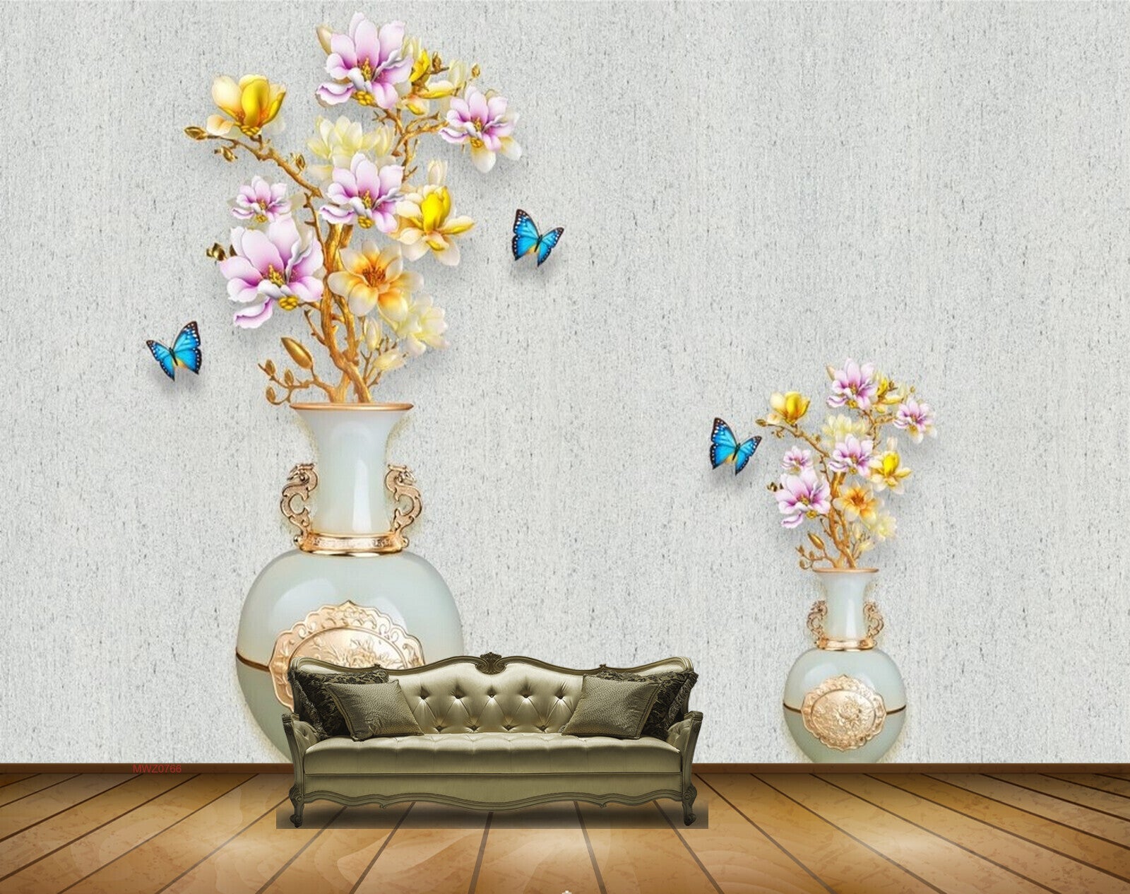Avikalp MWZ0766 White Pink Flowers Butterflies 3D HD Wallpaper Avikalp MWZ0766 White Pink Flowers Butterflies 3D HD Wallpaper