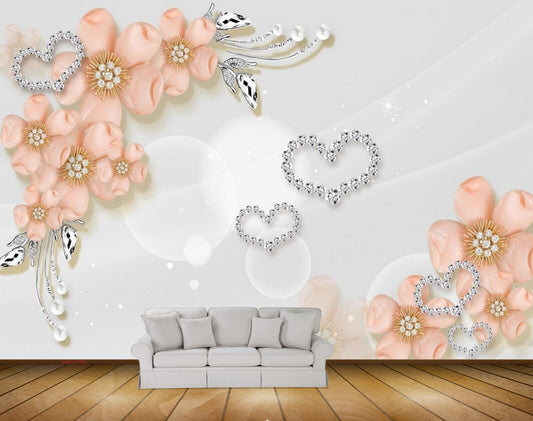 Avikalp MWZ0768 Pink Fiowers Leaves HD Wallpaper