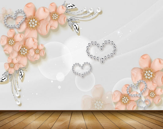 Avikalp MWZ0768 Pink Fiowers Leaves 3D HD Wallpaper