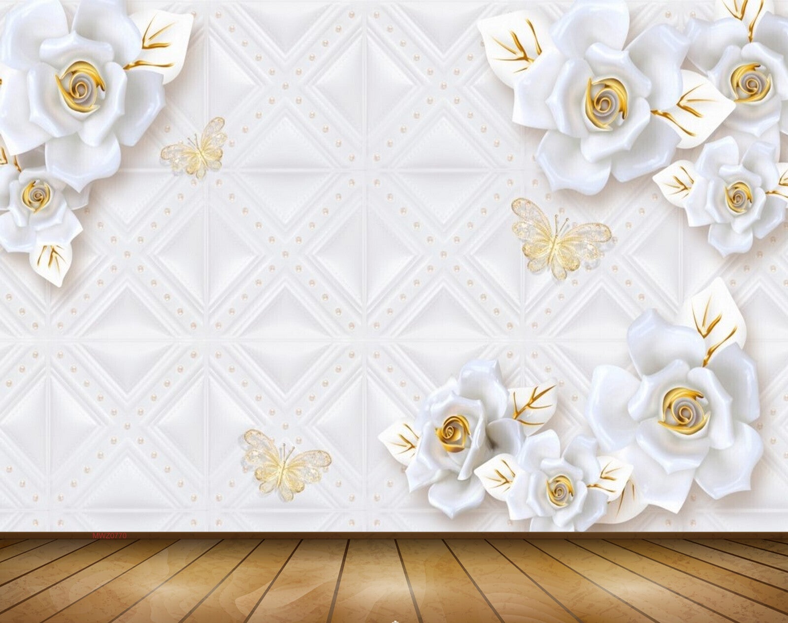 Avikalp MWZ0770 Butterflies White Flowers 3D HD Wallpaper Avikalp MWZ0770 Butterflies White Flowers 3D HD Wallpaper